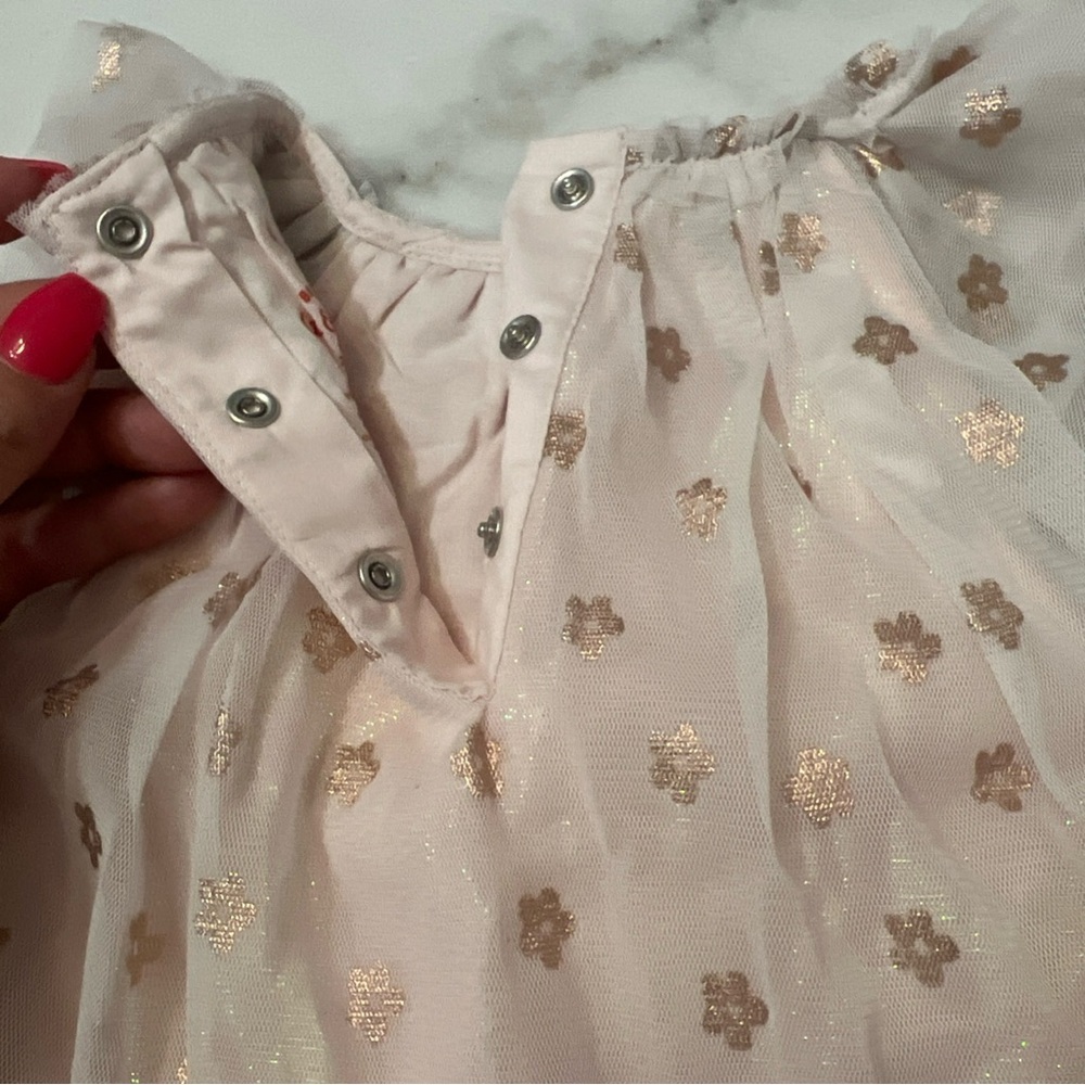 Cat & Jack 3-6 Months Formal Dress Pink Shimmer Ruffled Tulle Sleeveless Easter - Picture 8 of 12